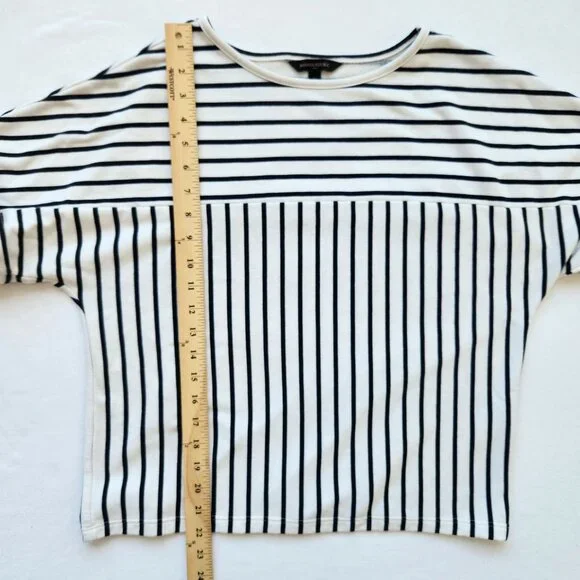 Striped Black White French Terry Nautical Summer Beach Cute Coastal Medium - Picture 7 of 7